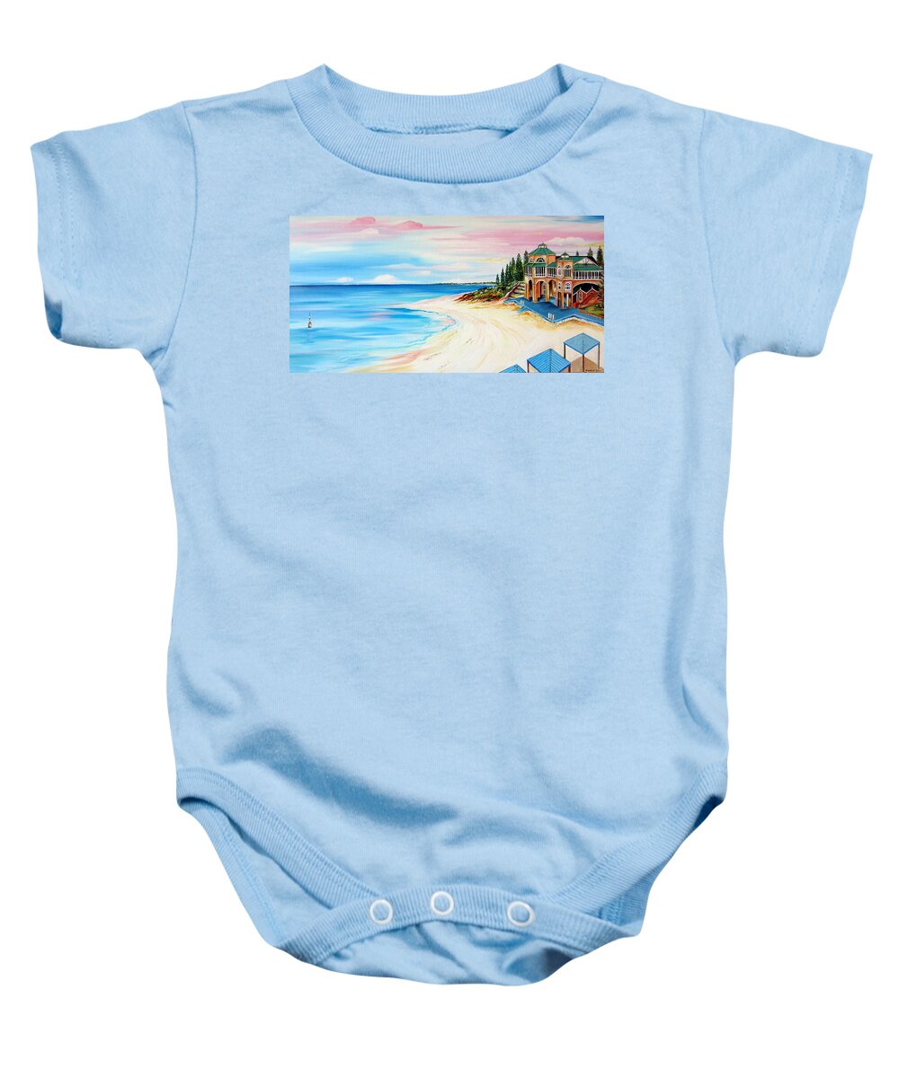 Cottesloe Baby Onesie featuring the painting Cottesloe Beach Indiana Tea House by Roberto Gagliardi