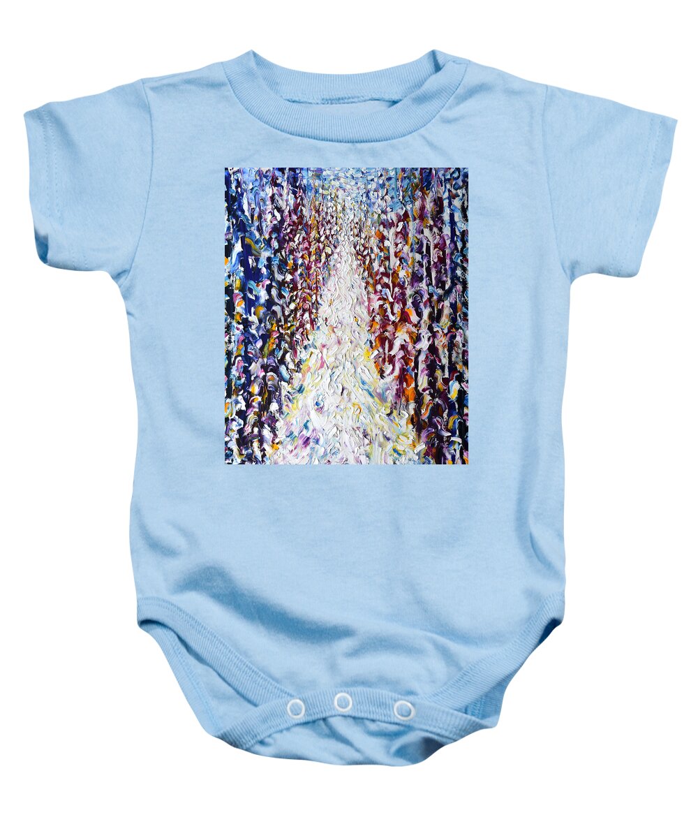 Trees Baby Onesie featuring the painting Courchevel Hidden in the Trees by Pete Caswell
