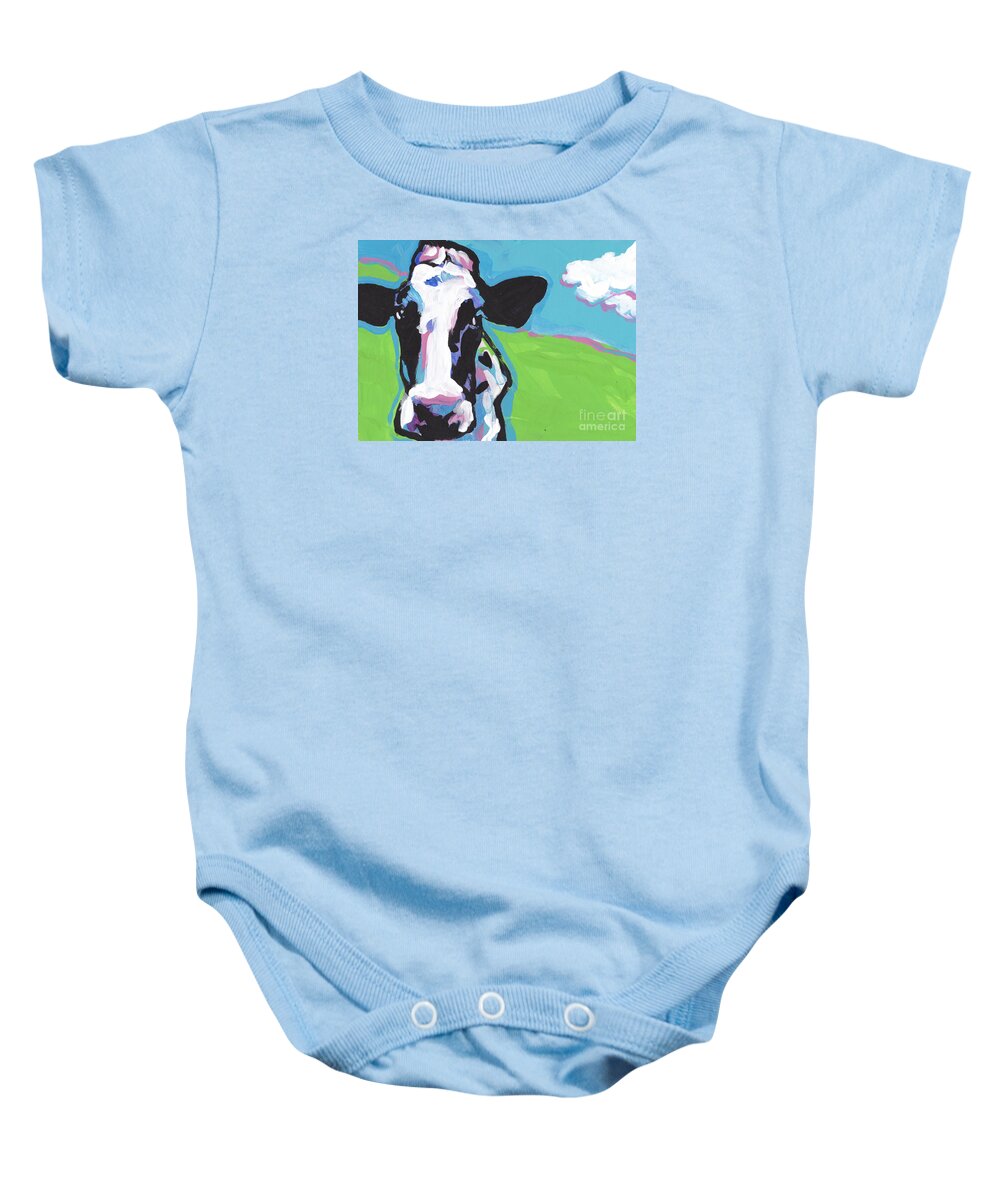 Cow Baby Onesie featuring the painting Cow Cow by Lea S