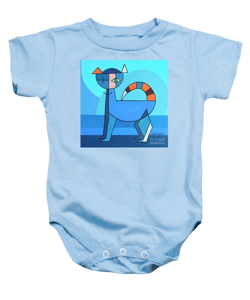 Paint Baby Onesie featuring the painting Crazy Cat by Jutta Maria Pusl