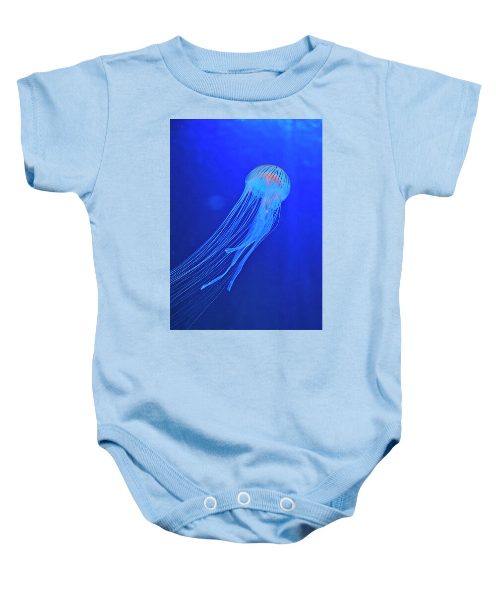 Jellyfish Baby Onesie featuring the photograph Deep Blue Sea Nettle by Jill Love