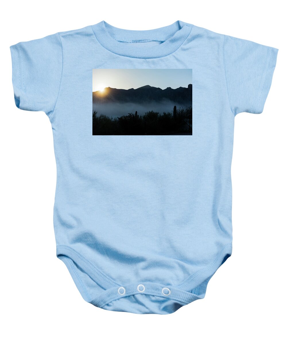 Sunrise Baby Onesie featuring the photograph Desert Inversion Sunrise by Douglas Killourie