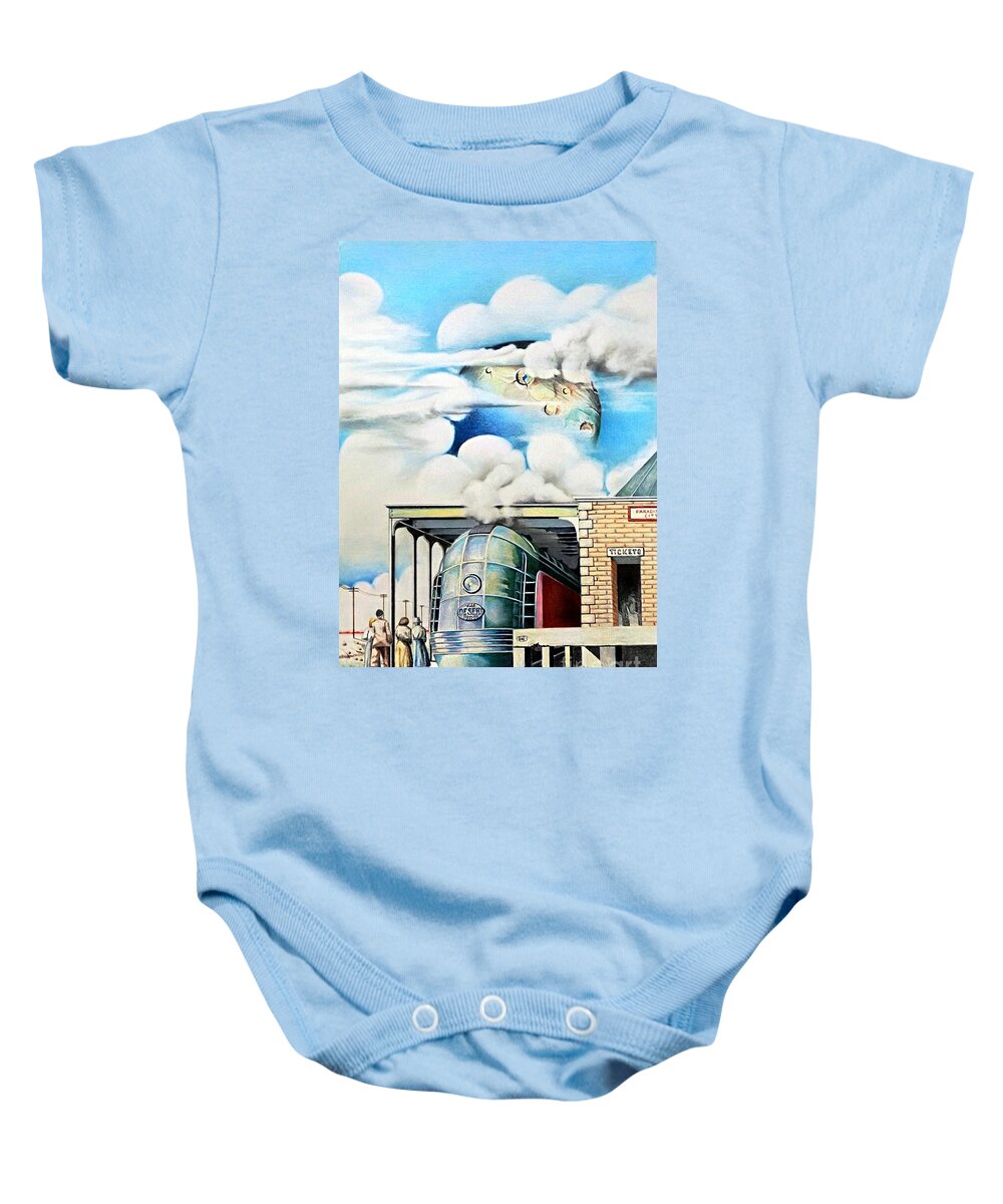 Train Drawing Baby Onesie featuring the drawing Desert Wind by David Neace CPX