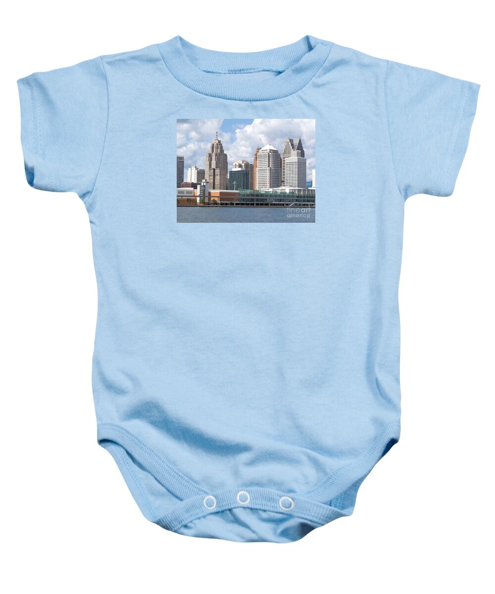 Detroit Baby Onesie featuring the photograph Detroit Financial District by Ann Horn