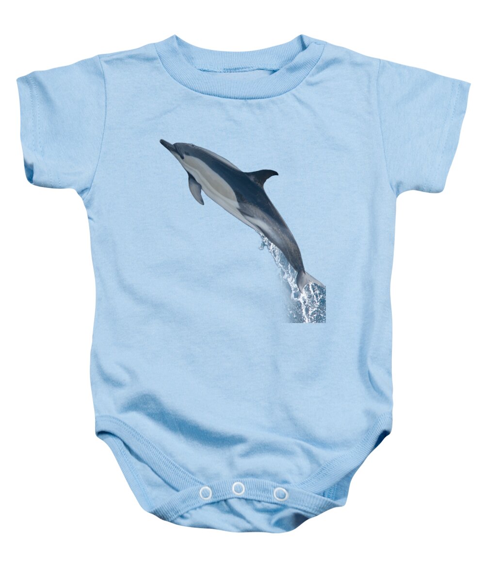 Dolphin Baby Onesie featuring the photograph Dolphin leaping T-shirt by Tony Mills