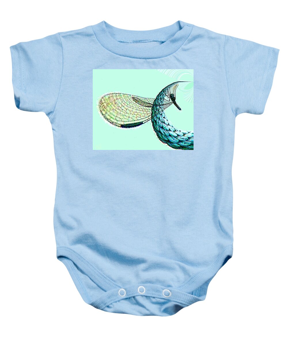 Dragonfly Baby Onesie featuring the painting Dragonfly by Cliff Wilson