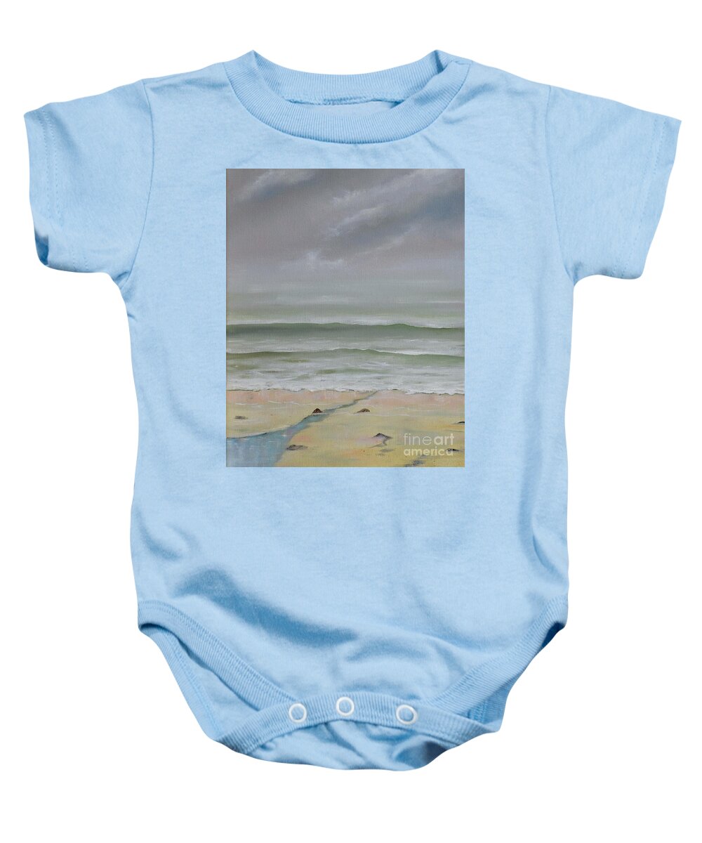 Beach Baby Onesie featuring the painting Early Morning Fog by Mary Scott