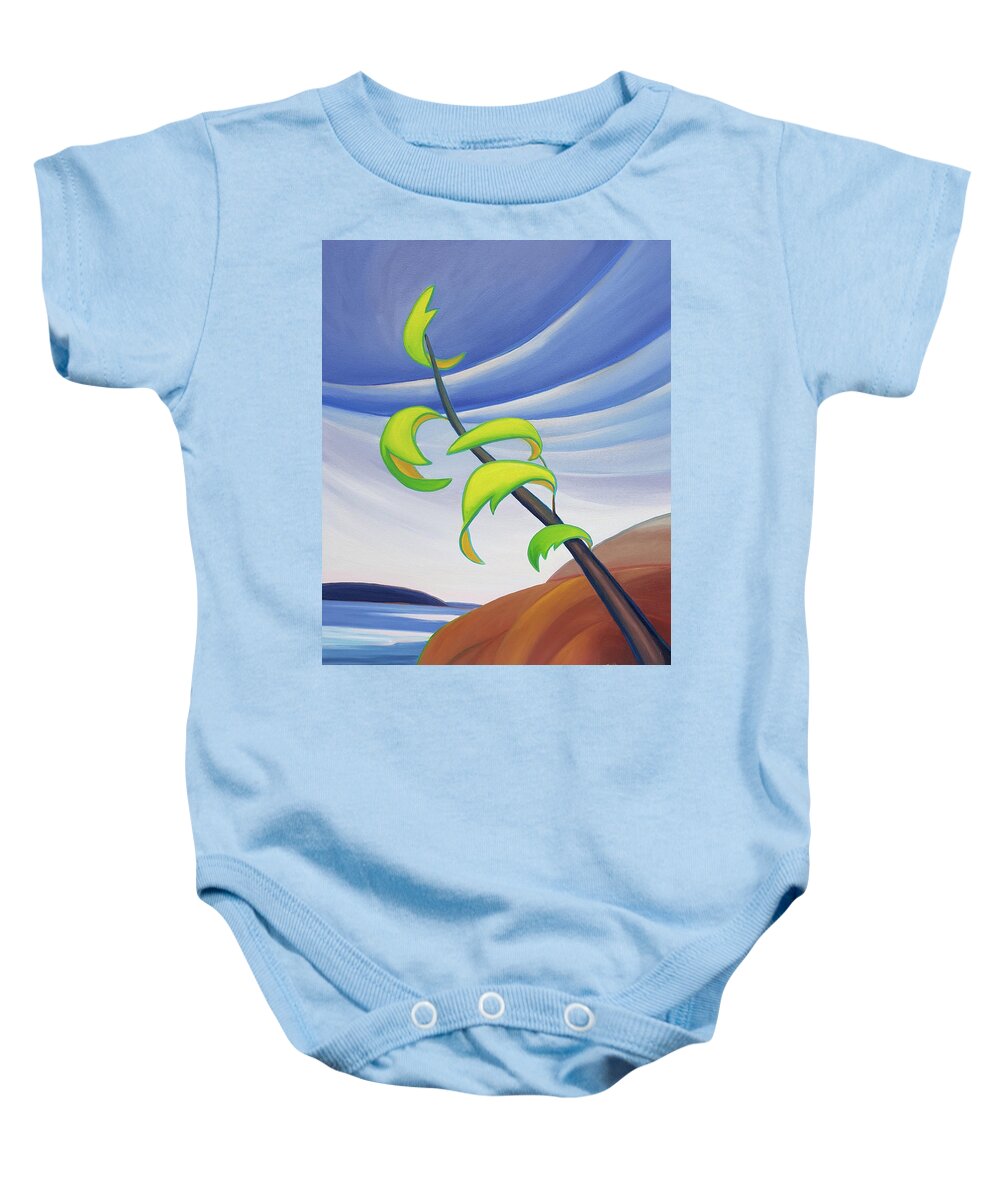Group Of Seven Baby Onesie featuring the painting East Wind by Barbel Smith