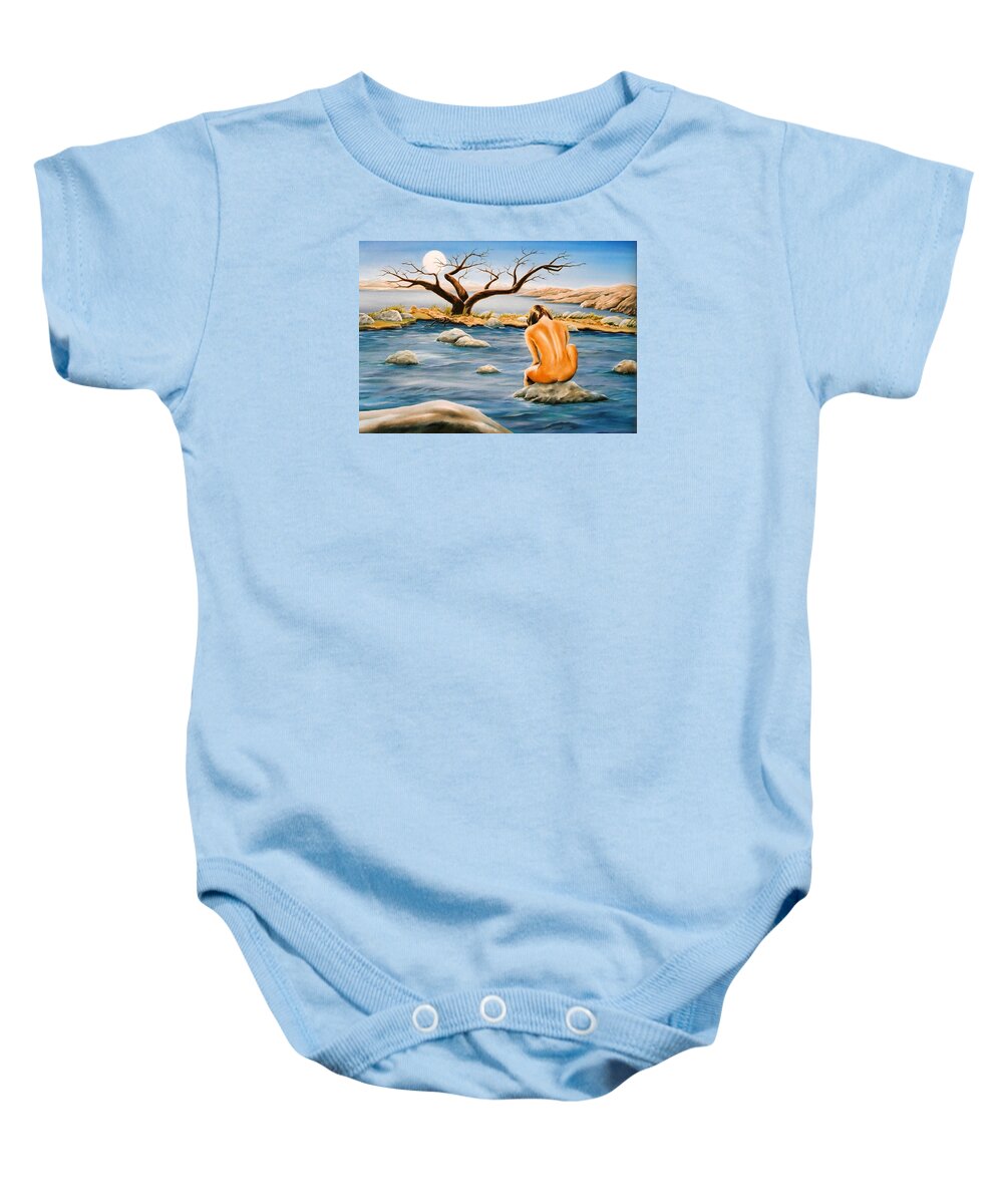 Surreal Baby Onesie featuring the painting Edens Lagoon by Mark Cawood