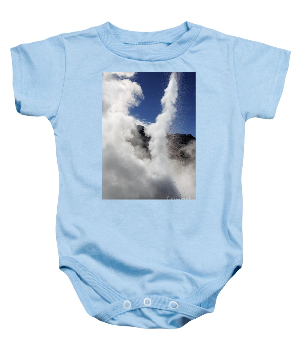 Geyser Baby Onesie featuring the photograph El Tatio Geysers in the Andes Mountains of Antofagasta Chile by Louise Heusinkveld