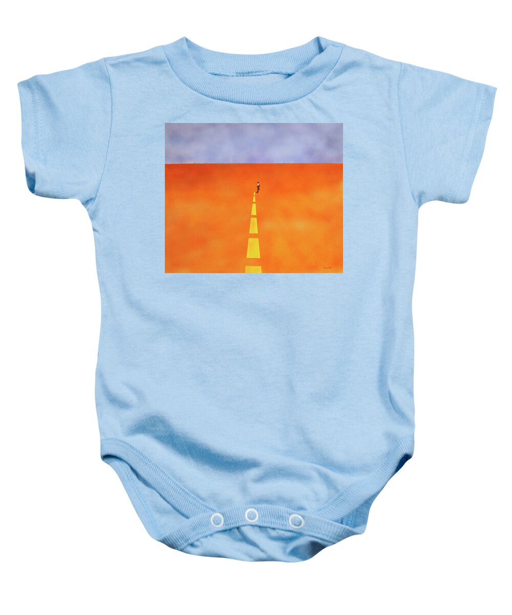 Surrealism Baby Onesie featuring the painting End of the Line by Thomas Blood