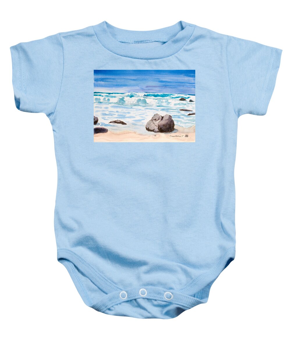 Ocean Baby Onesie featuring the painting Pacific Grove 14 x 10 by Santana Star