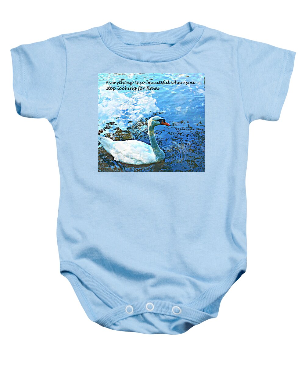 Swan Baby Onesie featuring the mixed media Everything is so Beautiful by Stacie Siemsen
