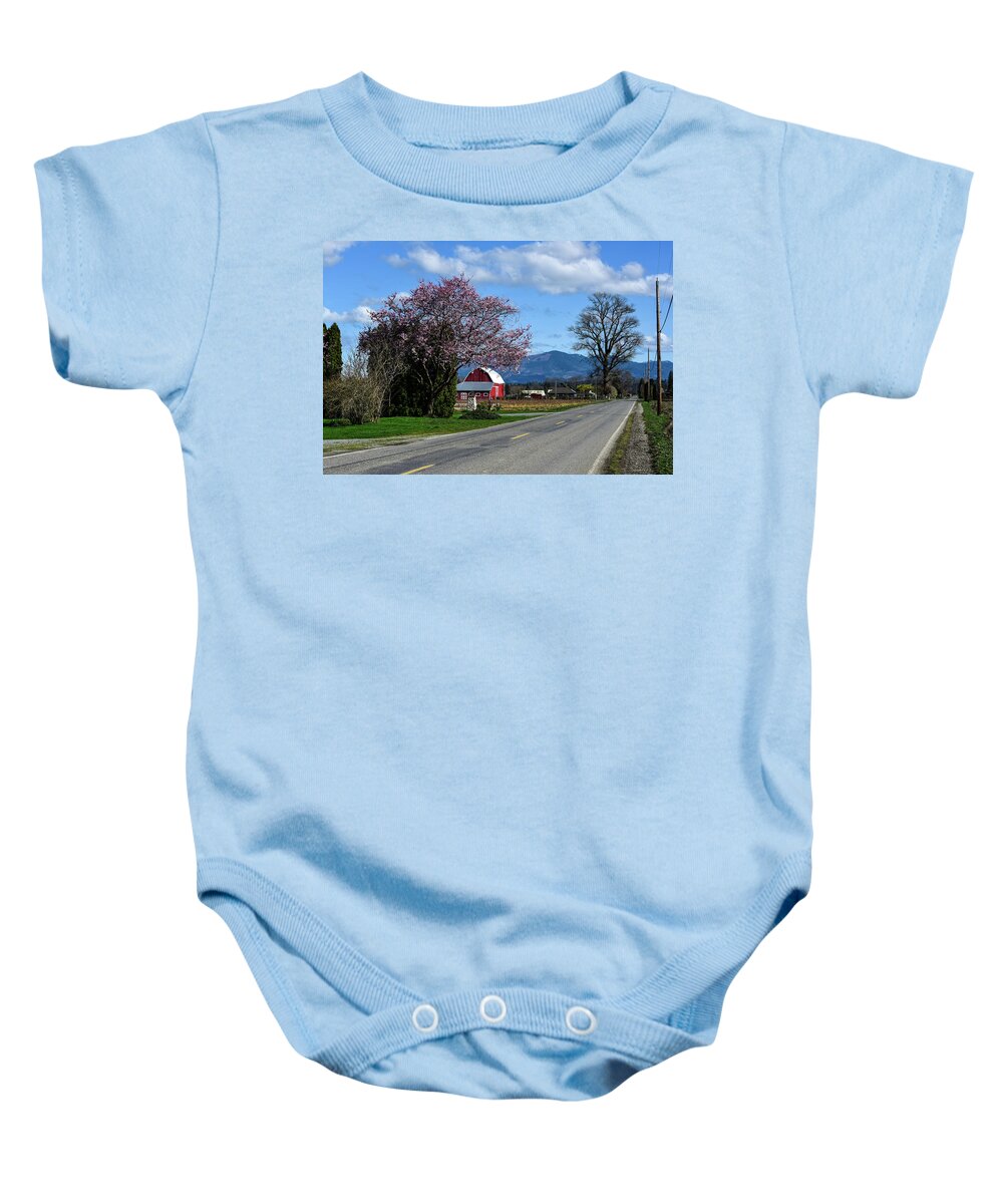 Farm Road In Spring Baby Onesie featuring the photograph Farm Road in Spring by Tom Cochran