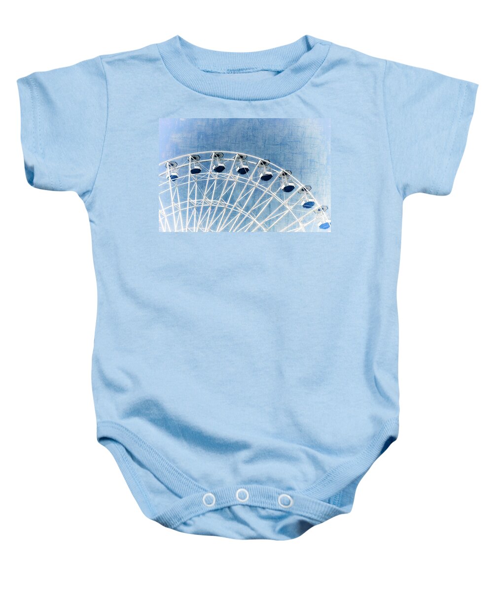 Skywheel Baby Onesie featuring the photograph Wonder Wheel Series 1 Blue by Marianne Campolongo