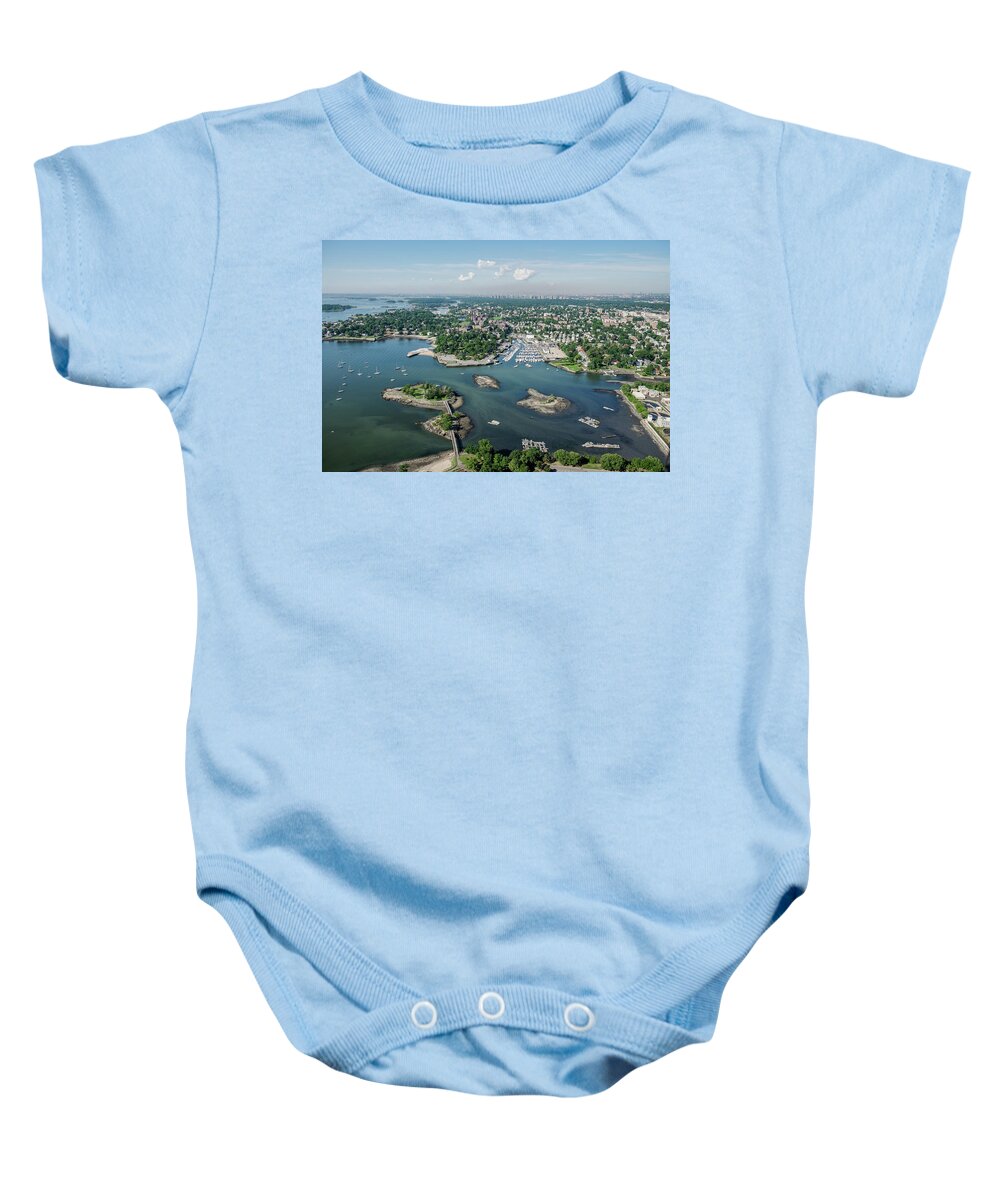  Harbor Baby Onesie featuring the photograph Five Islands New Rochelle by Louis Vaccaro
