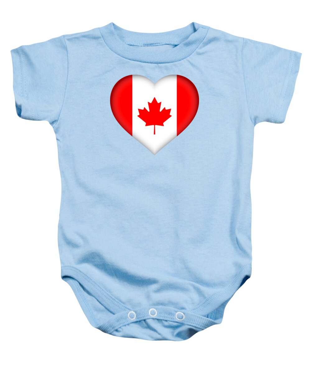 Canada Baby Onesie featuring the digital art Flag Of Canada Heart by Roy Pedersen
