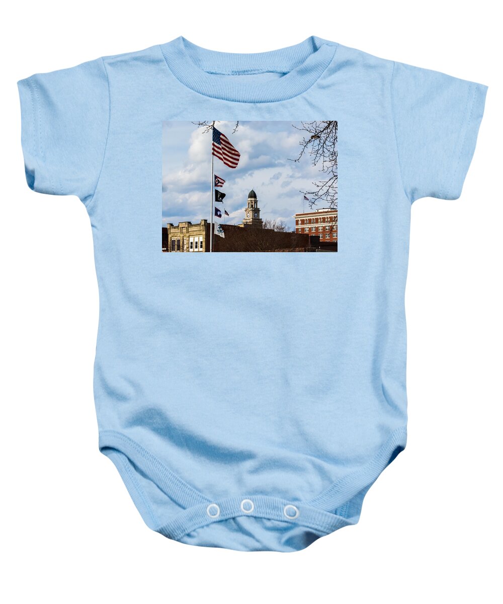 Flags Baby Onesie featuring the photograph Flags in Marietta by Holden The Moment