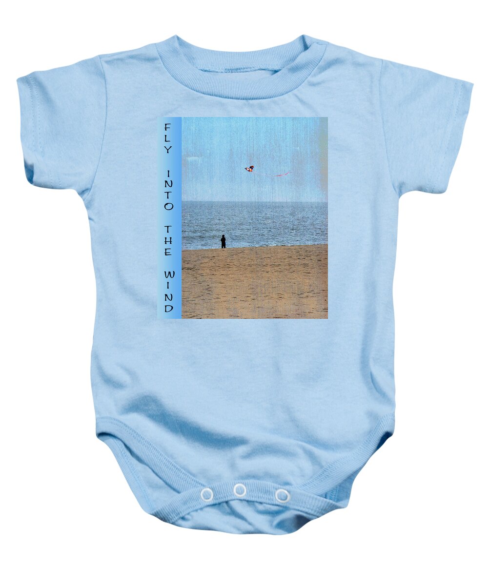 Kite Baby Onesie featuring the photograph Fly Into The Wind by Leslie Montgomery