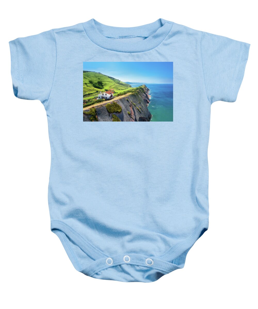 Flysch Baby Onesie featuring the photograph flysch in Zumaia coatline in Basque Country by Mikel Martinez de Osaba