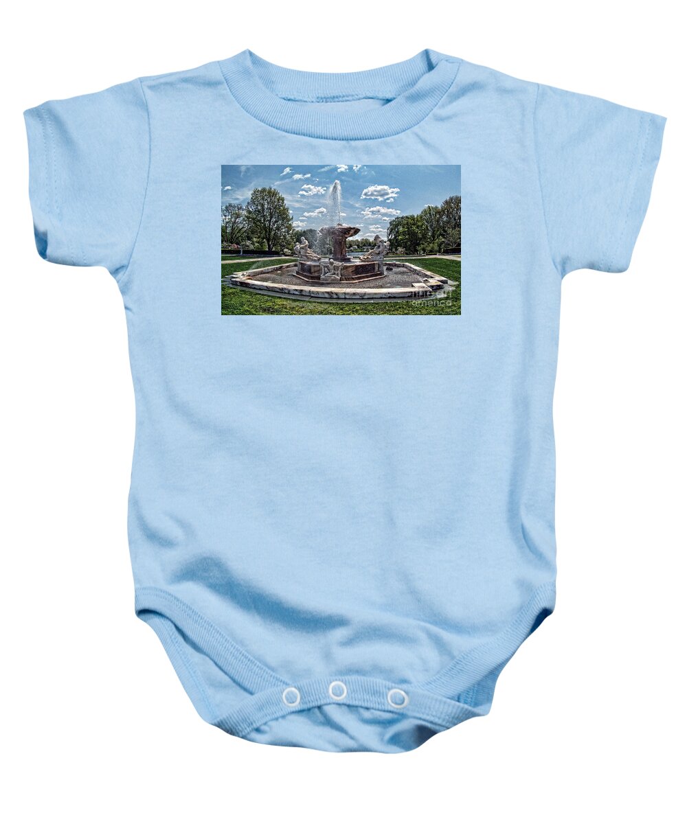 Fountain Baby Onesie featuring the photograph Fountain - Cleveland Museum of Art by Mark Madere