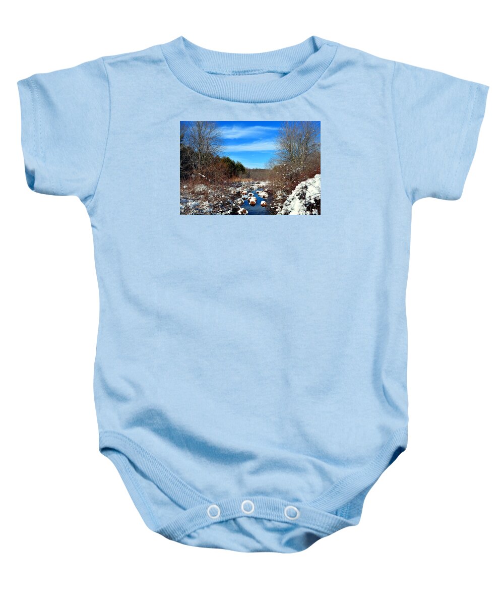 Snow Baby Onesie featuring the photograph Frosted River Grass by Dani McEvoy