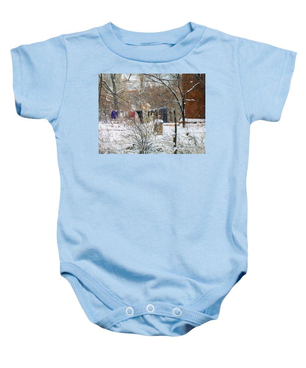 Frozen Baby Onesie featuring the photograph Frozen Laundry by Lou Novick