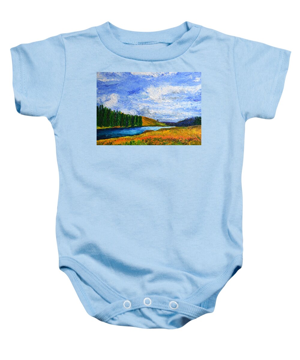 Landscape Baby Onesie featuring the painting Gift to Gabrielle by Chiara Magni