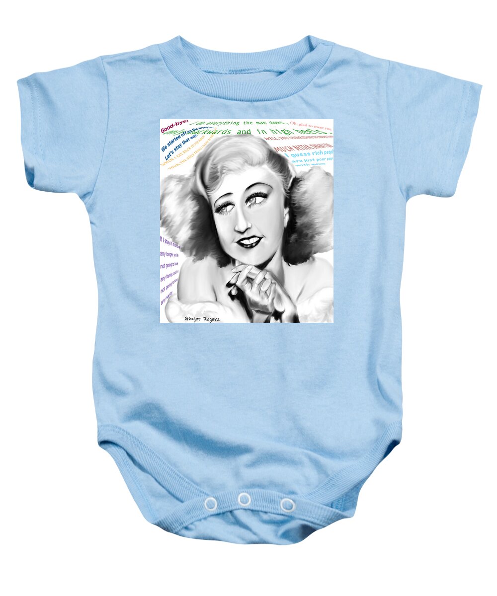 Ginger Rogers Baby Onesie featuring the digital art Ginger Rogers by Bless Misra