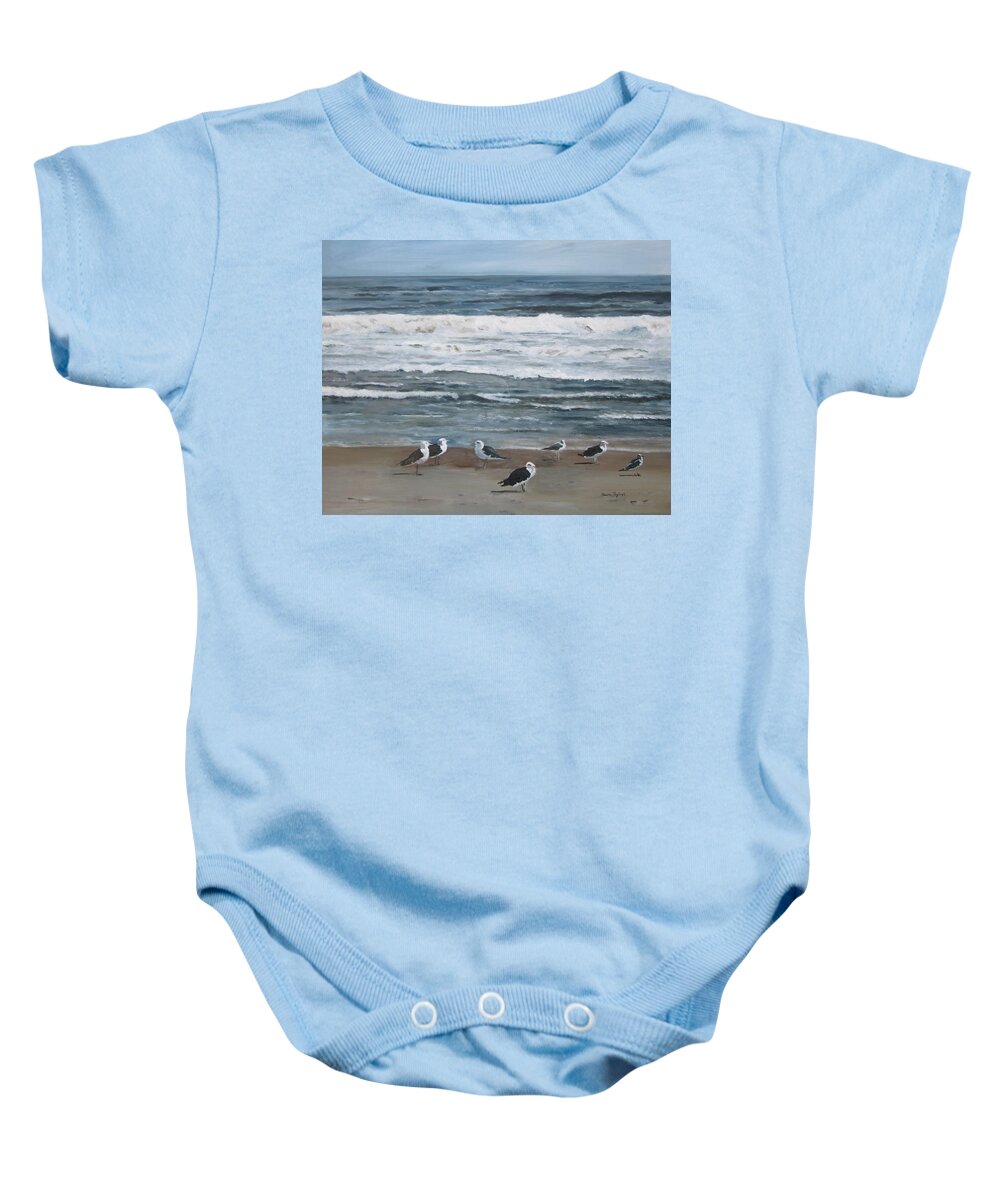 Ocean Baby Onesie featuring the painting Going The Wrong Way by Paula Pagliughi