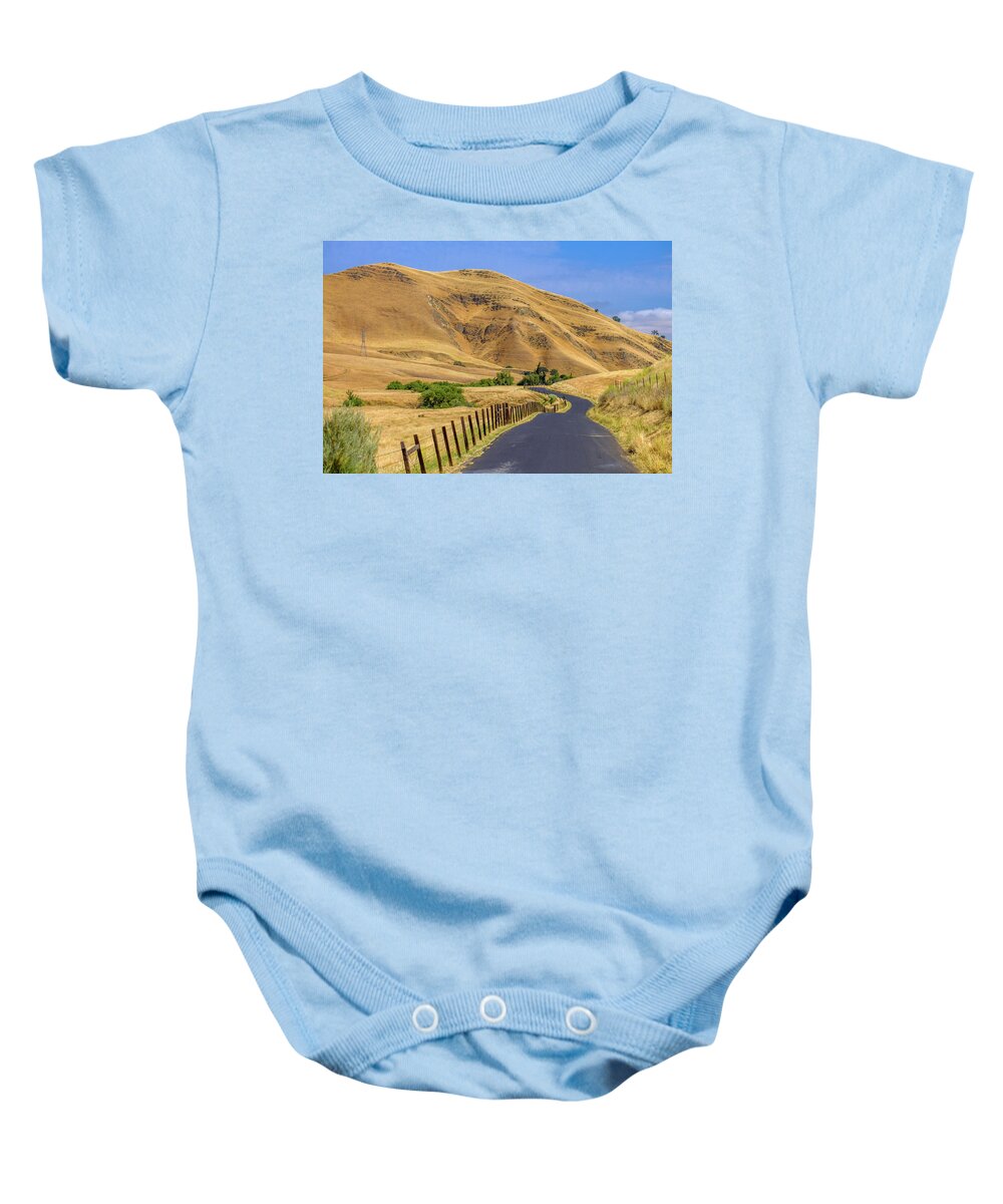 Antioch Baby Onesie featuring the photograph Golden East Bay Hills by Robin Mayoff