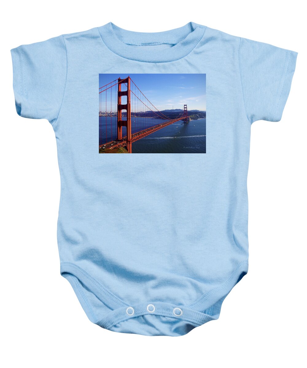 Golden Gate Baby Onesie featuring the photograph Golden Gate Afternoon by Brian Tada