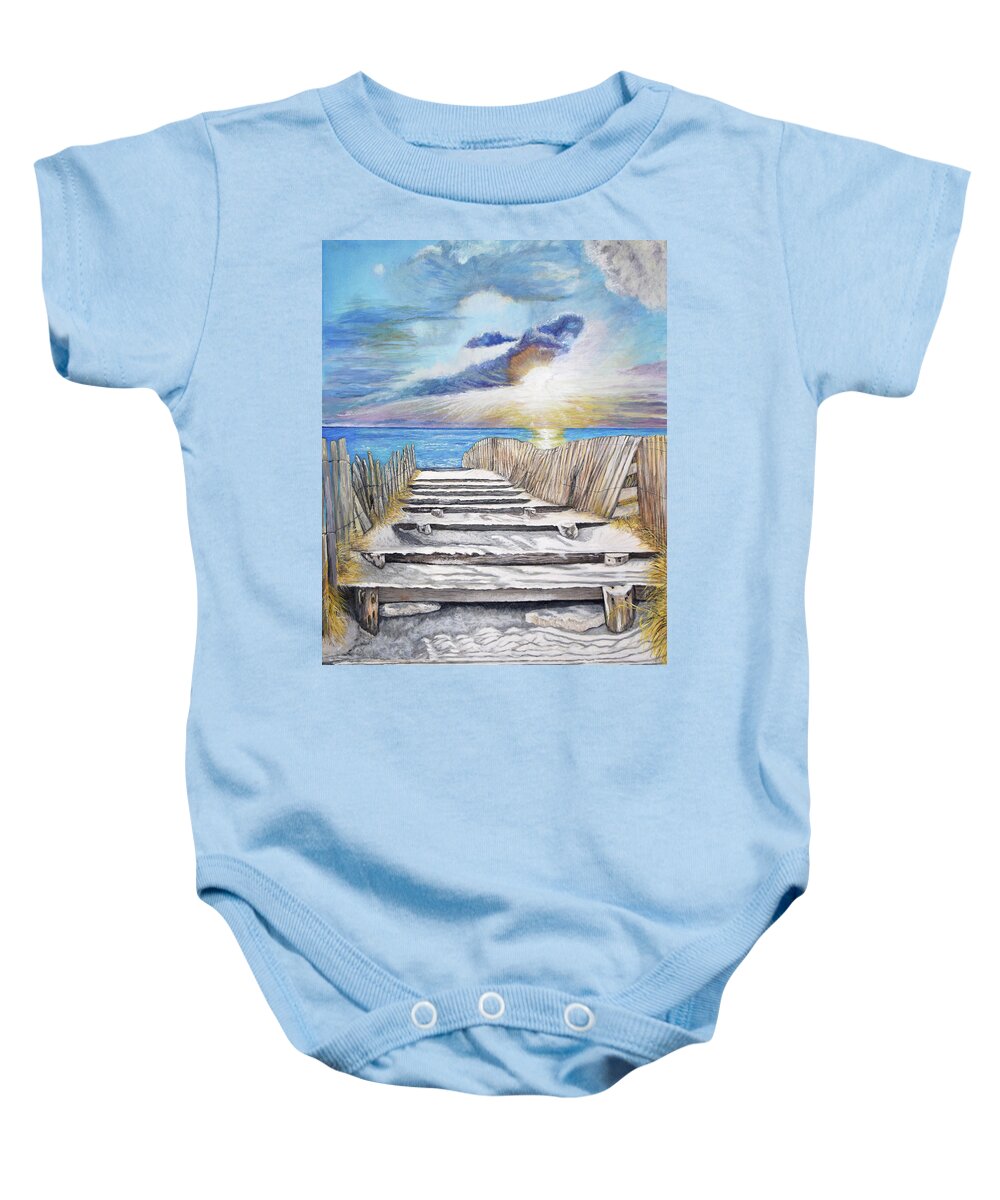 Seascape Baby Onesie featuring the painting Good Mornimg by Toni Willey