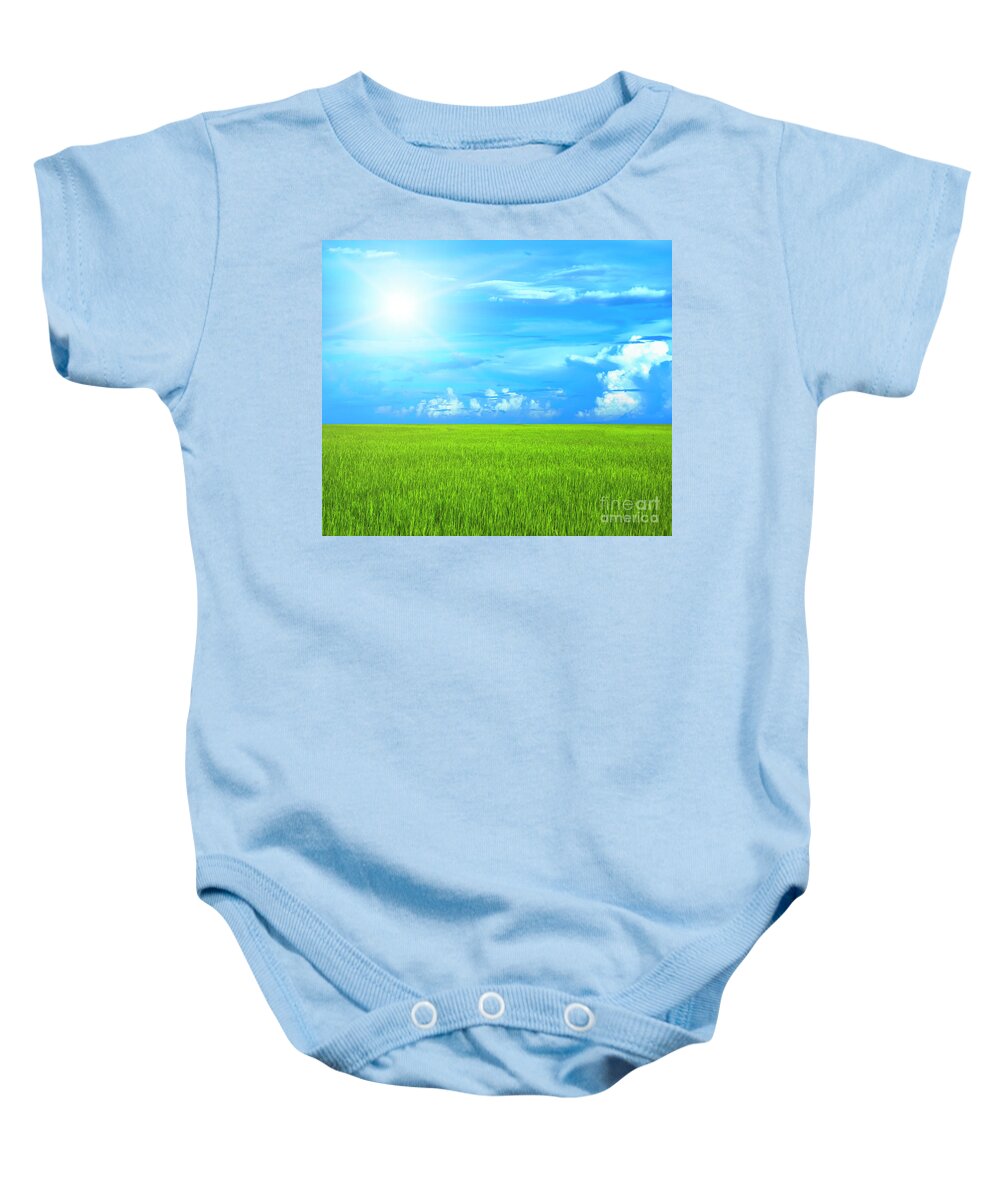 Grass Baby Onesie featuring the photograph Green meadow by MotHaiBaPhoto Prints