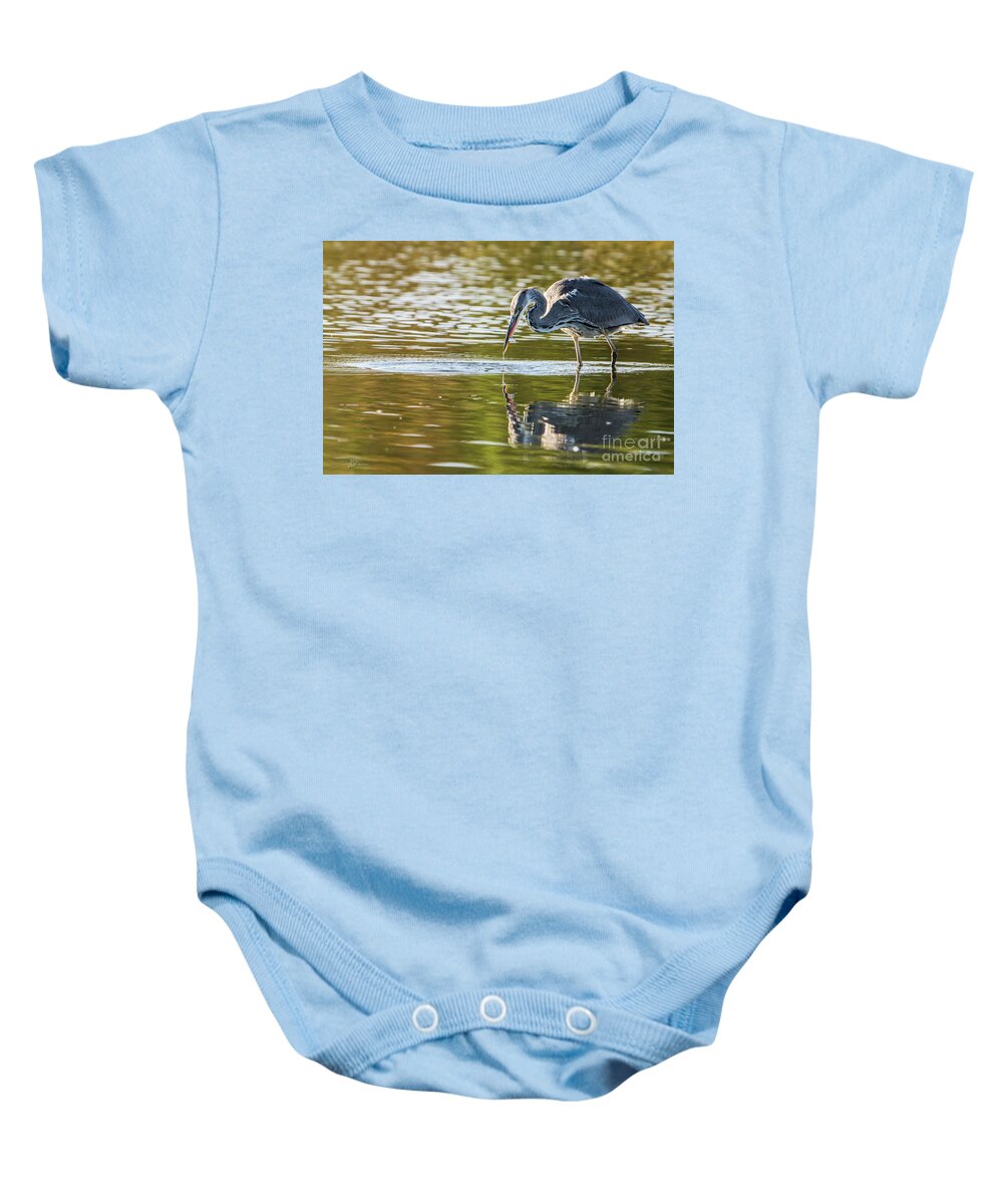 Grey Heron Baby Onesie featuring the photograph Grey Herons Catch by Torbjorn Swenelius