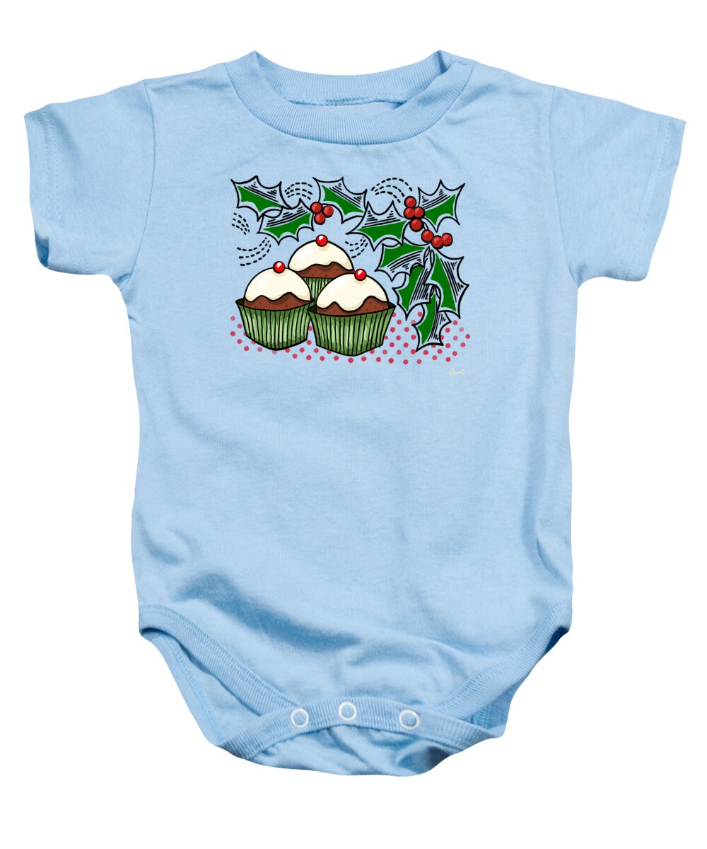 Baking Baby Onesie featuring the painting Happy Holiday Baking by Little Bunny Sunshine