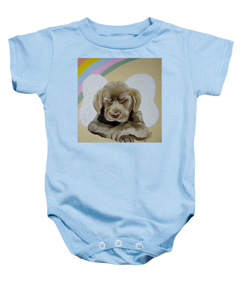 Dog Baby Onesie featuring the painting Heaven's Little Angel by Debra Campbell