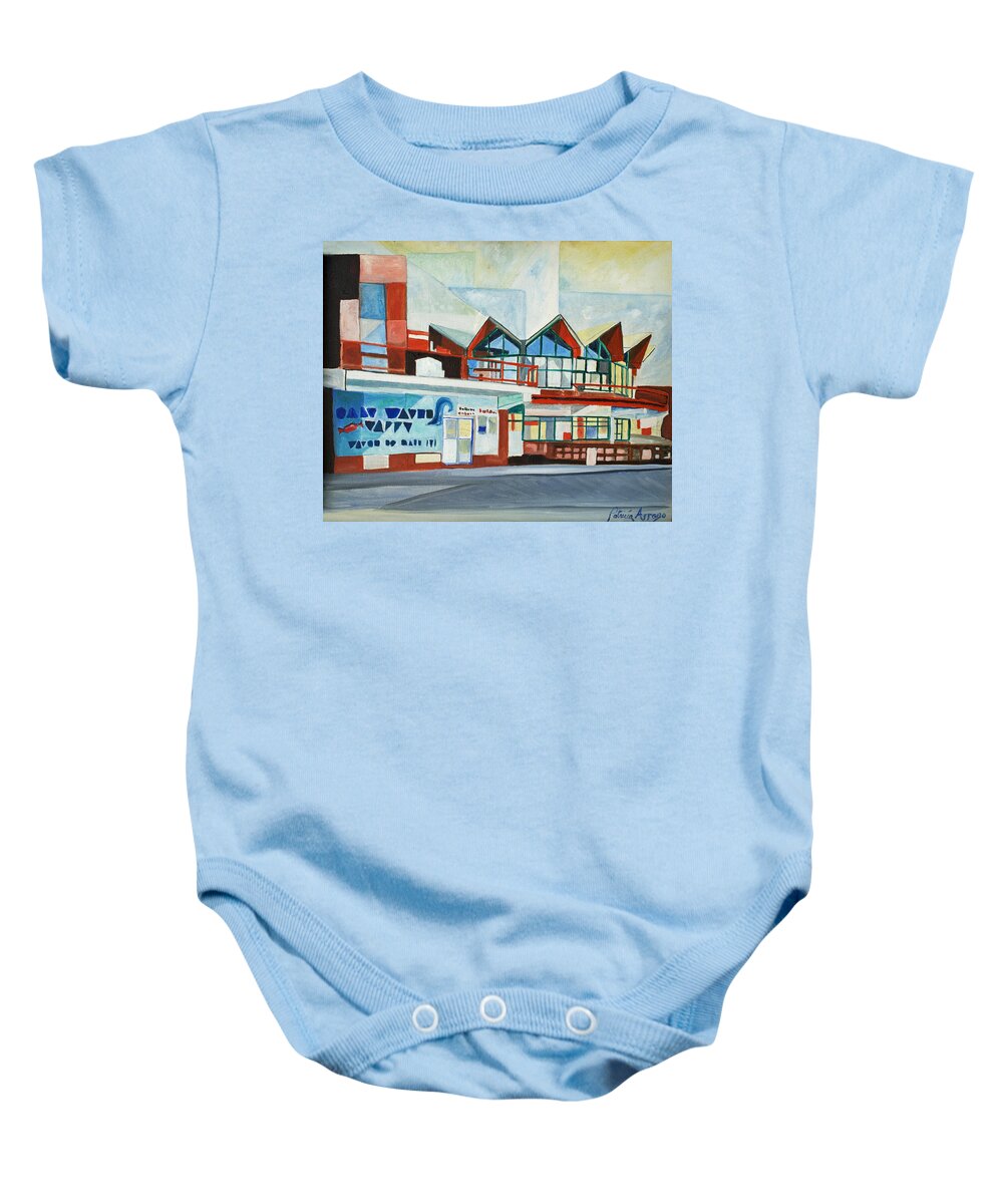 Asbury Art Baby Onesie featuring the painting HoJo's Abstracted by Patricia Arroyo