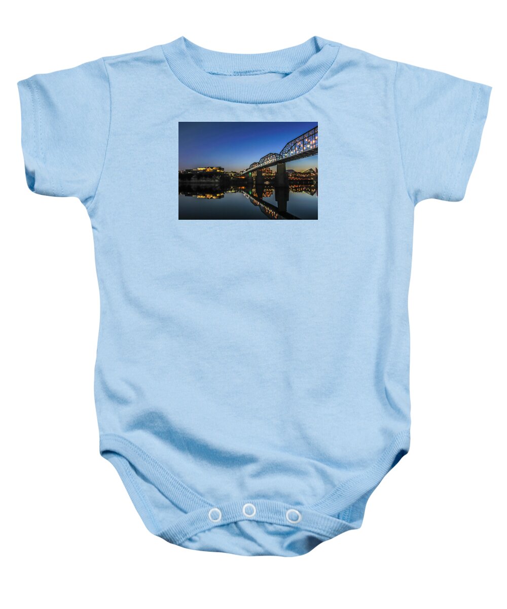 Chattanooga Baby Onesie featuring the photograph Holiday Lights Chattanooga #4 by Tom and Pat Cory