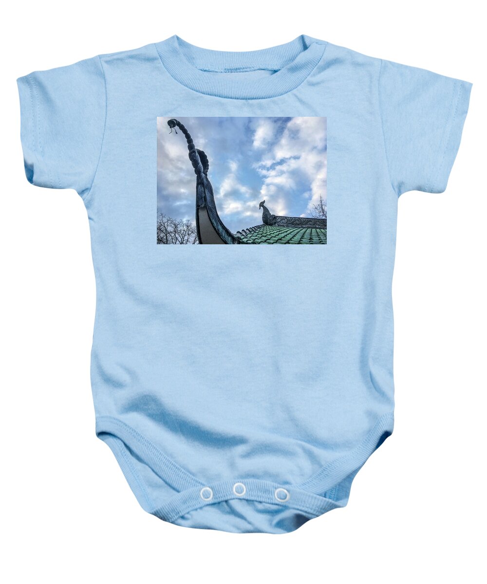 Roof Baby Onesie featuring the photograph Hot Dog Temple by Lynellen Nielsen