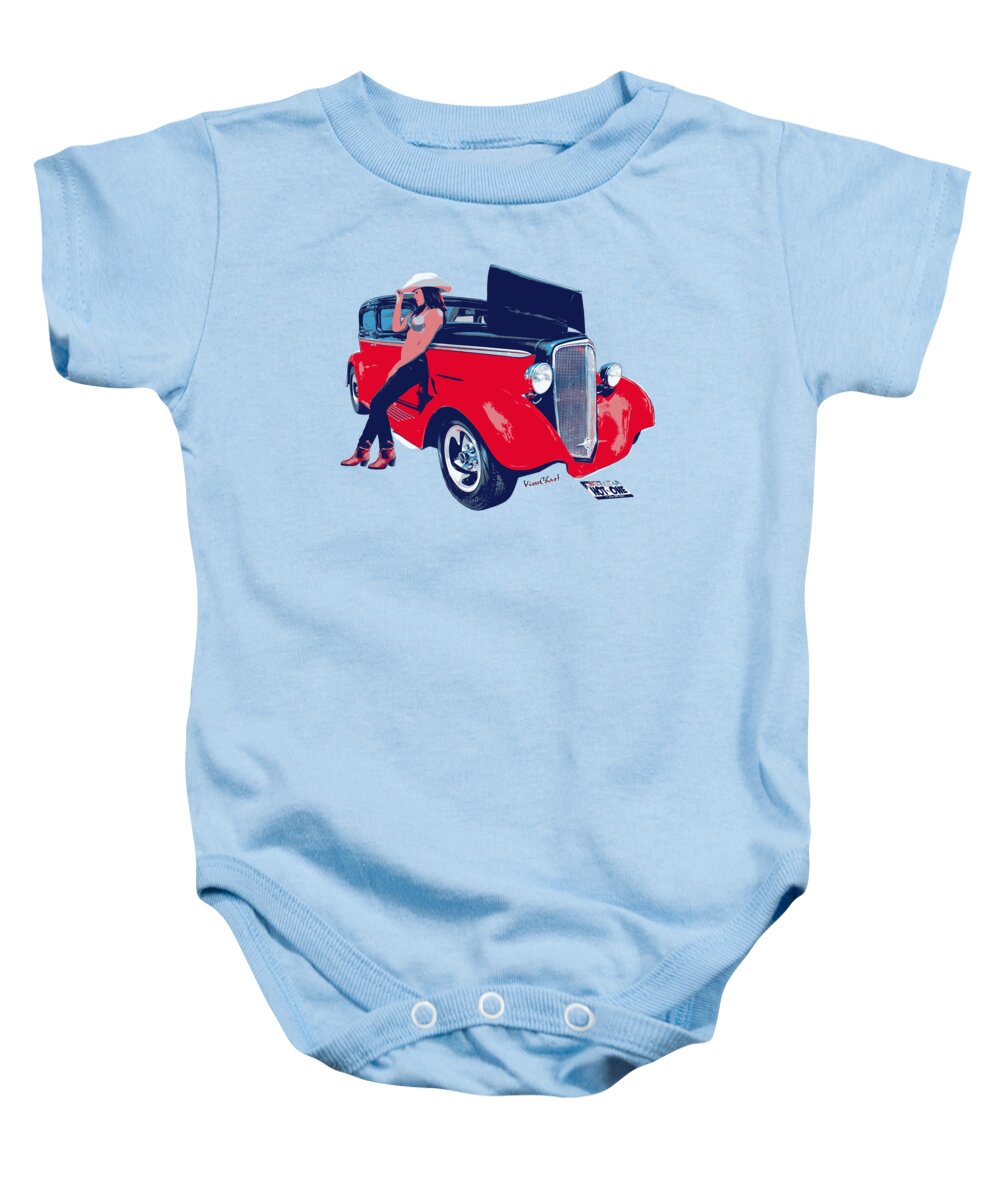 Chevrolet Baby Onesie featuring the photograph Hot Rod Hot One by Chas Sinklier