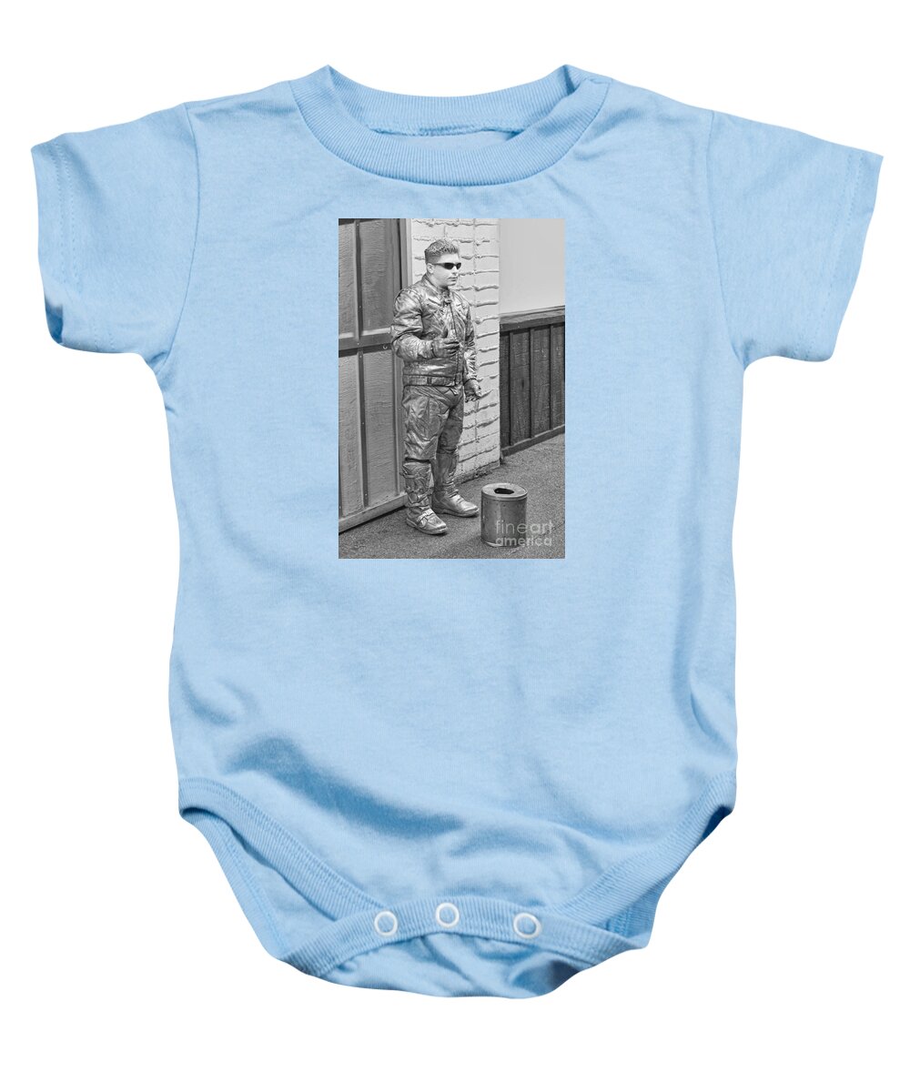 Man Baby Onesie featuring the photograph Human Silver Manikin by Linda Phelps