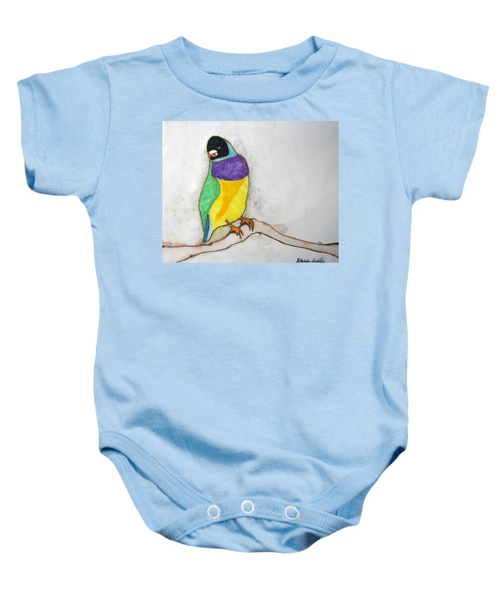 Birds Baby Onesie featuring the painting I Don't Care by Patricia Arroyo