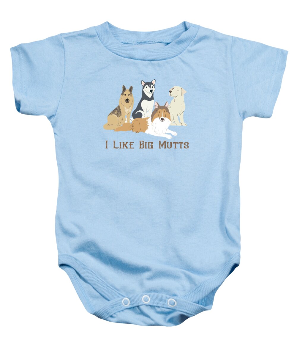 Dog Baby Onesie featuring the painting I Like Bit Mutts by Little Bunny Sunshine