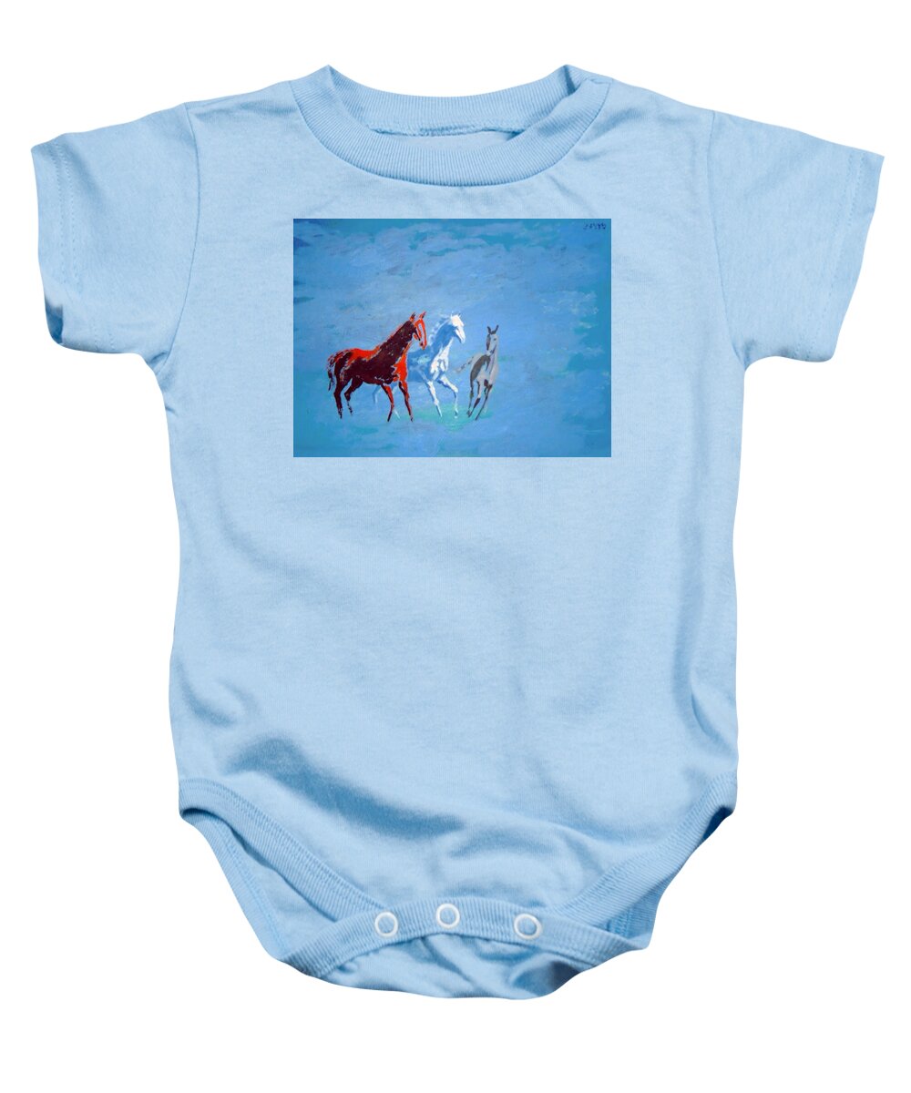 Horses Baby Onesie featuring the painting Il futuro ci viene incontro by Enrico Garff