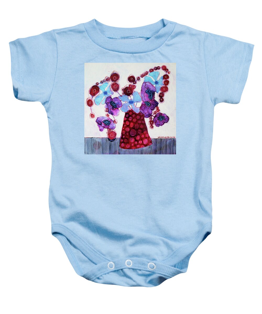Abstract Flower Paintings Baby Onesie featuring the painting In Burnaby by Sandrine Pelissier