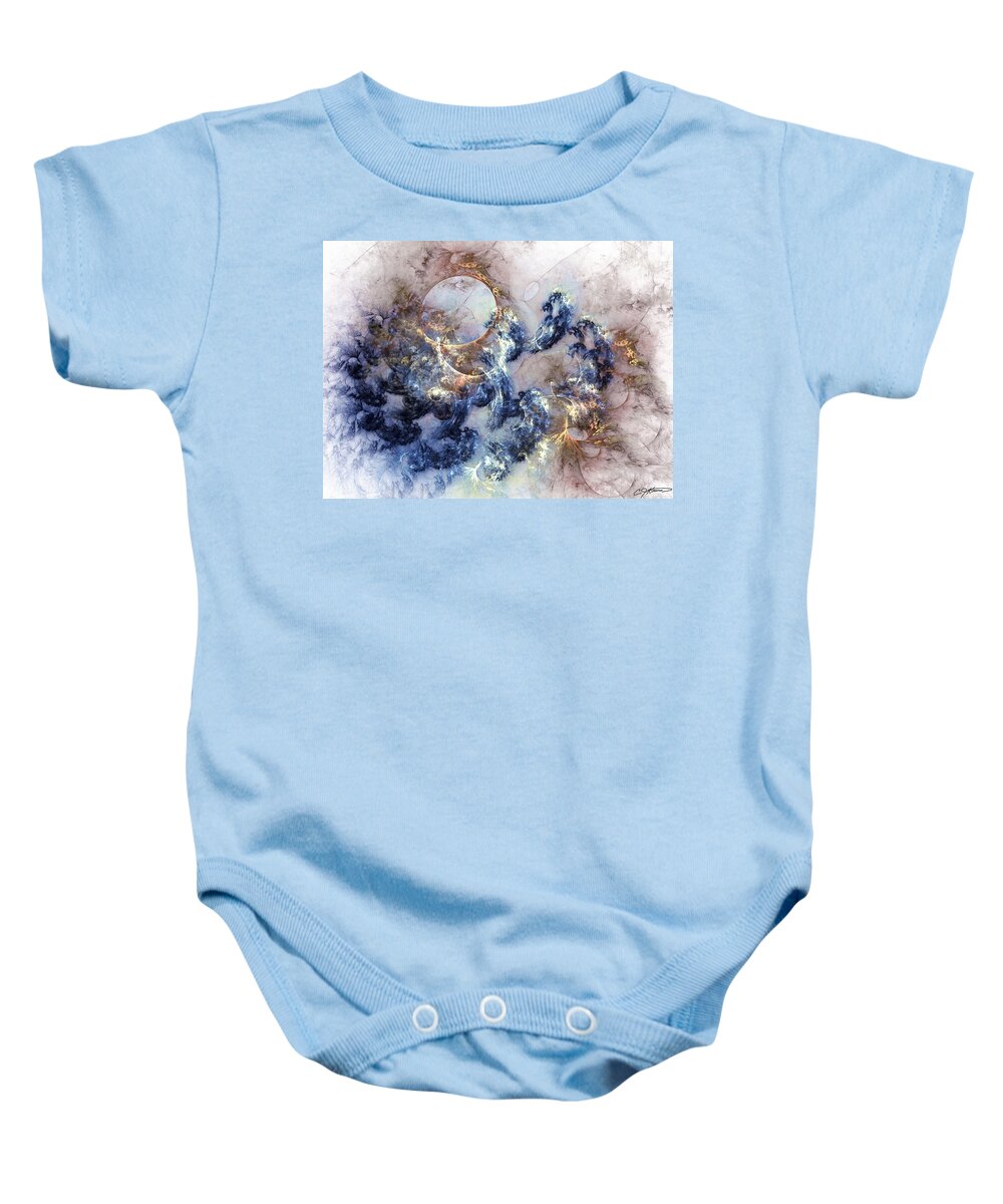Abstract Baby Onesie featuring the digital art Ion Storm by Casey Kotas