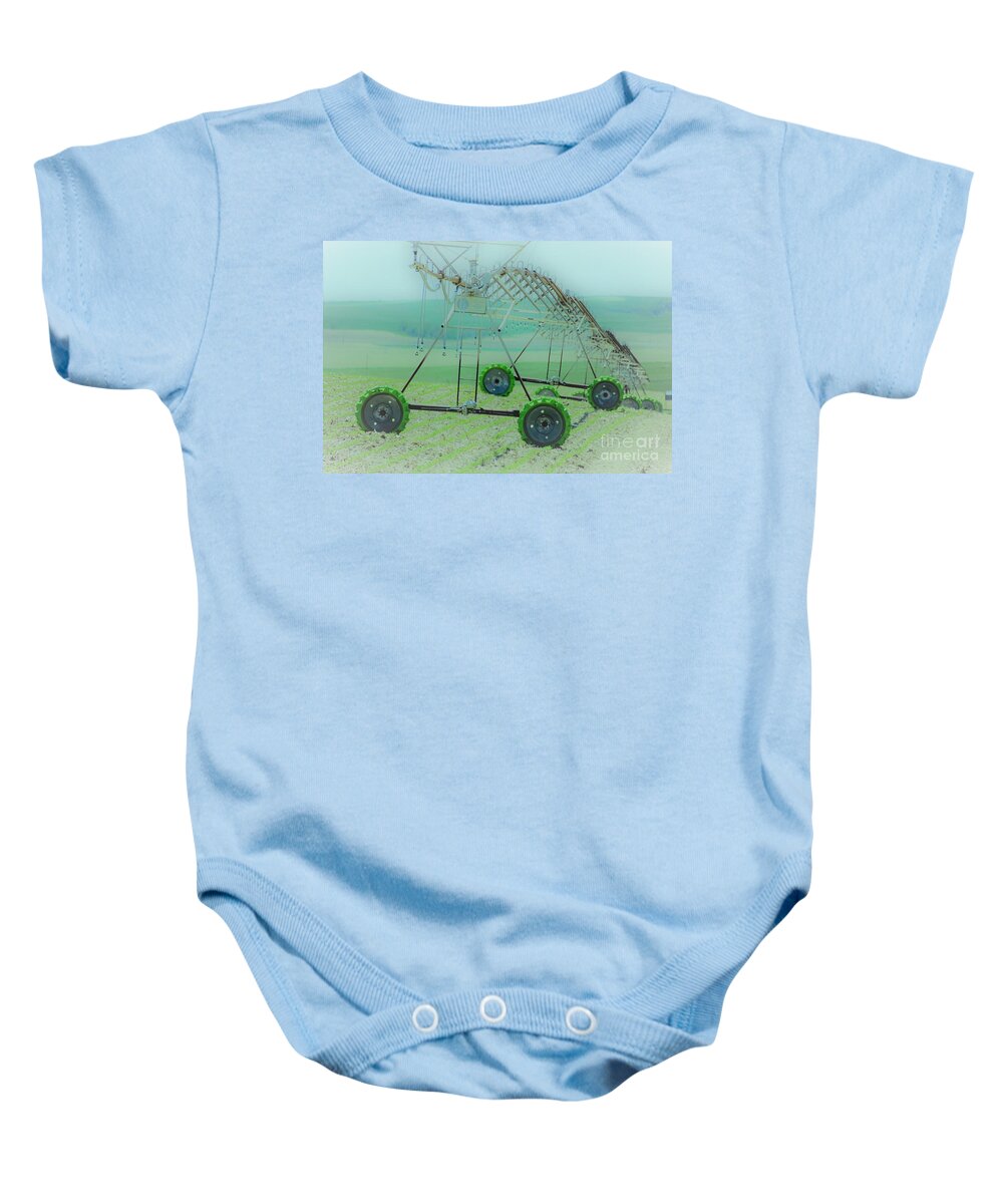 Irrigation Baby Onesie featuring the photograph I've got my cute shoes on by Merle Grenz
