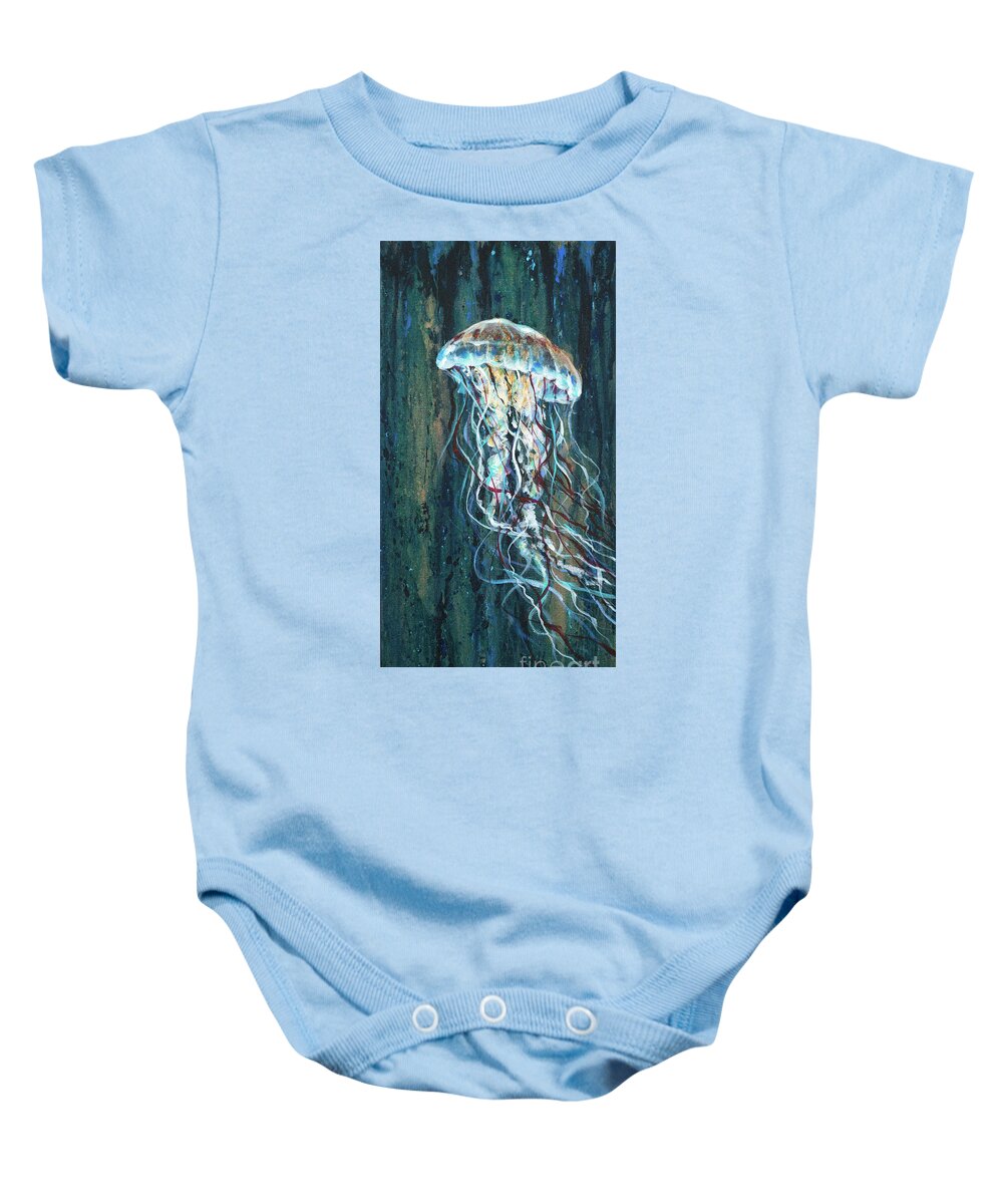 Jellyfish Baby Onesie featuring the painting Jellyfish Alpha by Linda Olsen