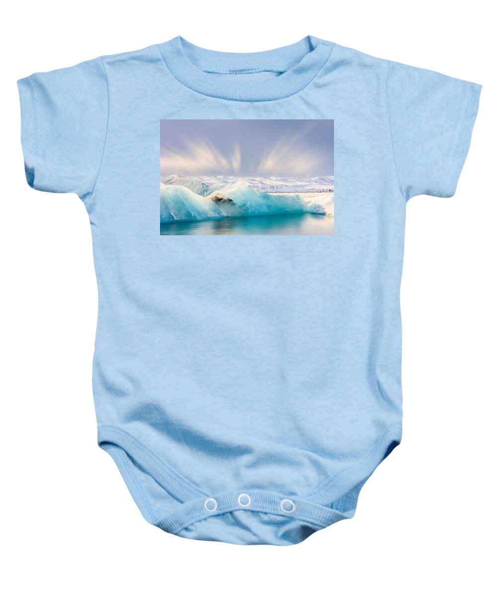 Cloud Baby Onesie featuring the photograph Jokulsarlon Glacier Lagoon by Sue Leonard